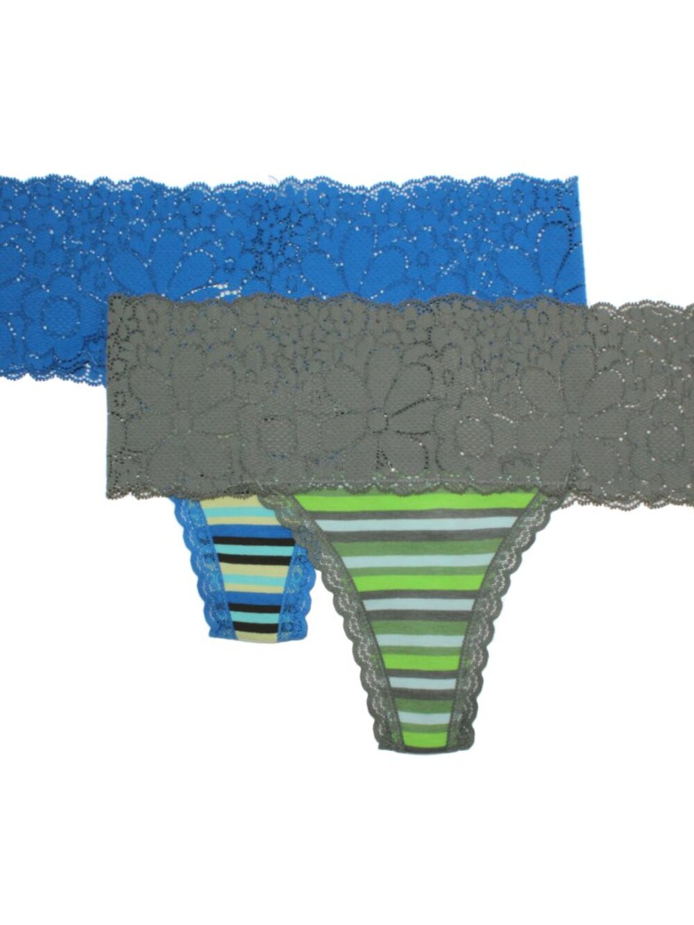 Aerie Women's 2-pk Candy Lace Small Striped Cotton Thong Panty Set 5442-6749
